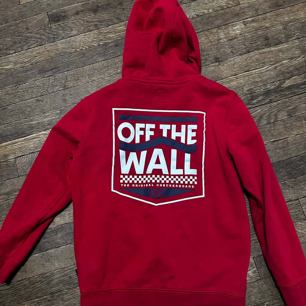 Kids Vans Off The Wall Red Pullover Hoodie Size Boys Medium